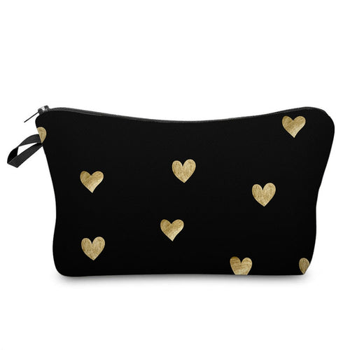 Gold Heart Makeup Bag